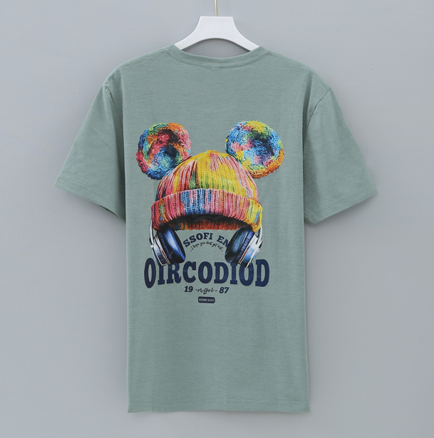 เสื้อยืดกันยุง เสื้อยืดสุดเท่ สีเขียว สีเขียวอ่อน ลายหมวกไหมพรมสีรุ้ง+หูฟังผ้าคอตตอนแท้ ป้องกันยุง มีกลิ่นมิ้นต์ ไล่ยุงได้ ใส่สบายระบายอากาศ ลายสกรีนคมชัด แห้งไว