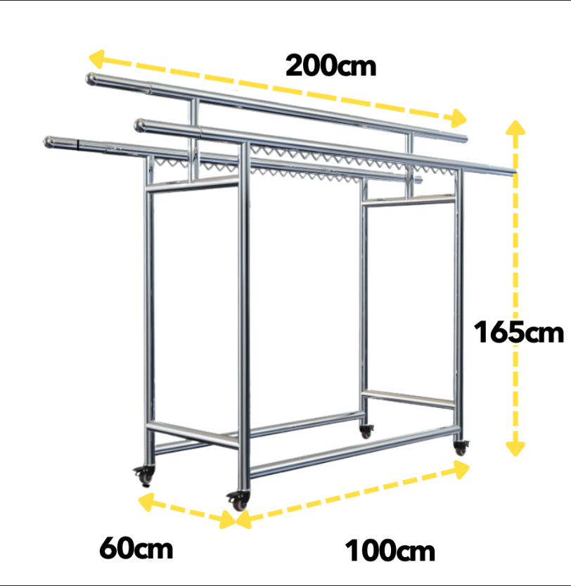 ลดราคา🔥 ราวตากผ้าสแตนเลสแบบท่อ คุ้มค่า แข็งแรงทนทาน มีล้อเลื่อน