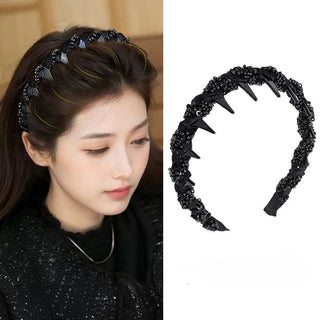 คาดผมสำหรับผู้หญิง ประดับลูกปัดสีดำ คาดผมเจ้าหญิง คาดผมสีดำ คาดผมลูกปัด คาดผมราคาถูก คาดผมสีดำ คาดผมประดับลูกปัด