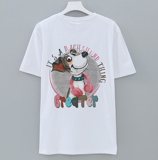 เสื้อยืดกันยุง เสื้อยืดสุดเท่ สีขาว ลายมินิมอลหมาดัชชุน ราคาส่ง ผ้าคอตตอนแท้ ป้องกันยุง มีกลิ่นมิ้นต์ ไล่ยุงได้ ใส่สบายระบายอากาศ ลายสกรีนคมชัด แห้งไว