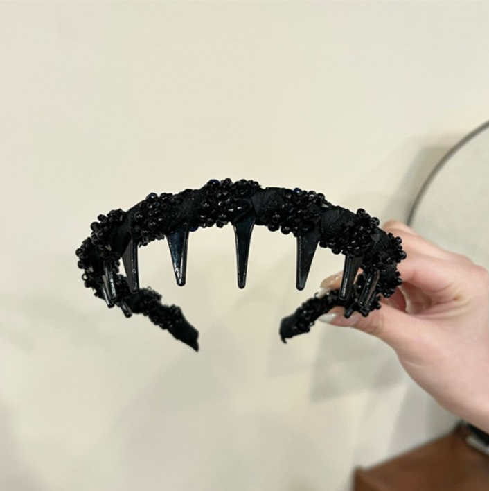 คาดผมสำหรับผู้หญิง ประดับลูกปัดสีดำ คาดผมเจ้าหญิง คาดผมสีดำ คาดผมลูกปัด คาดผมราคาถูก คาดผมสีดำ คาดผมประดับลูกปัด