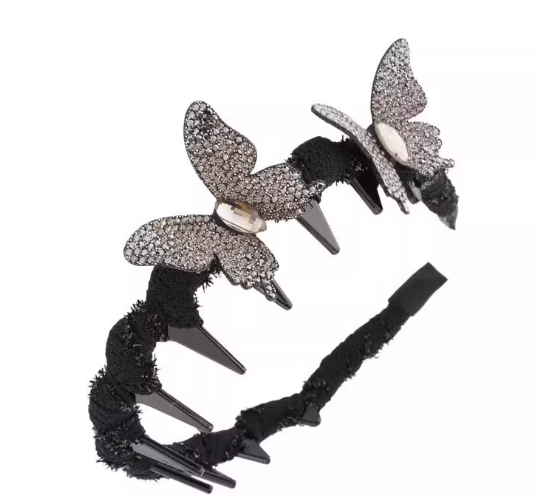 ที่คาดผมสีดำ ติดเพชร ที่คาดผมเจ้าหญิง ที่คาดผมผีเสื้อ ที่คาดผมเพชรสีดำ สวยเล่นแสง เพชรสวย เพชรสีดำ คาดผมติดผีเสื้อ คาดผมราคาถูก คลิปผมประดับเพชรน้ำหนักเบาสไตล์เกาหลีสำหรับผู้หญิง คาดผมประดับคริสตัล