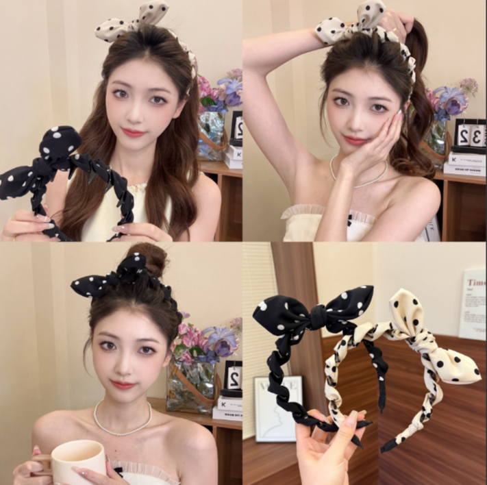 ที่คาดผมเทรนฮิตลายจุดมาใหม่  พร้อมส่งจากไทย ที่คาดผมโบว์ลายจุด สำหรับผู้หญิงสาวเครื่องประดับผมหวานที่คาดผมห่วงผมแฟชั่นอุปกรณ์ ราคาดี สวยสไตล์เกาหลี