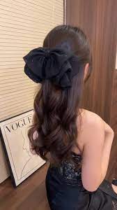 แฟชั่นที่สง่างามเพชรโบว์กิ๊บที่เรียบง่ายกิ๊บเกาหลีประณีตอุปกรณ์ผมสําหรับผู้หญิงสาว กิ๊ฟติดผมประดับเพชร กิ๊ฟโบดำใหญ่ 