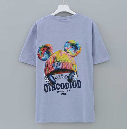 เสื้อยืดกันยุงสุดเท่ สีมวงพาสเทล สีม่วงอ่อน ลายหมวกไหมพรมสีรุ้ง+หูฟัง ผ้าคอตตอนแท้ ป้องกันยุง มีกลิ่นมิ้นต์ ไล่ยุงได้ ใส่สบายระบายอากาศ ลายสกรีนคมชัด แห้งไว 